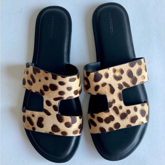 206 Collective Tan Brown Animal Print Leather Flip Flops Sandals size 8.5 - Picture 6 of 12